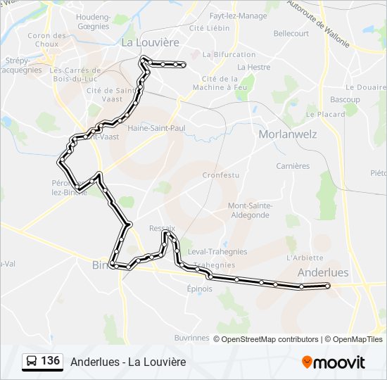 Plan de la ligne 136 de bus