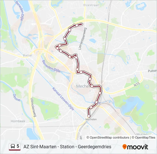 5 Bus Line Map