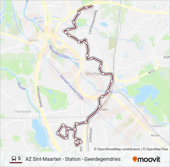 5 Bus Line Map
