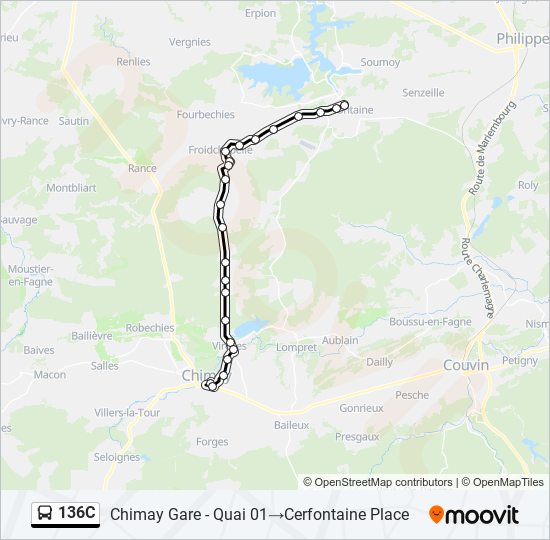 Plan de la ligne 136C de bus