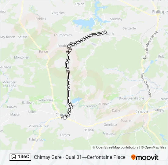 136C Bus Line Map