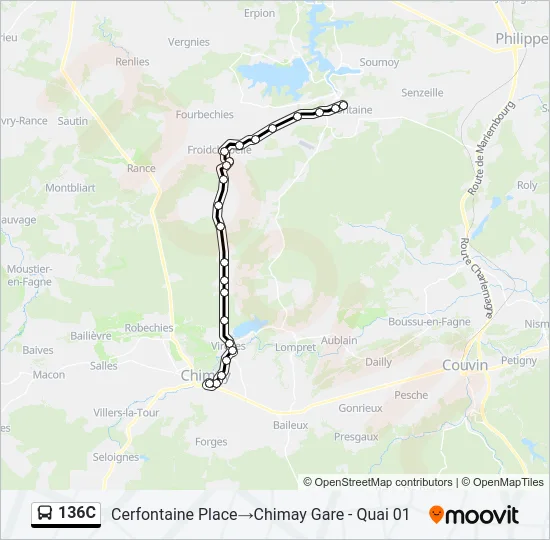 136C Bus Line Map