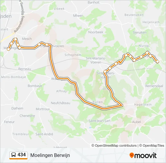 434 Bus Line Map