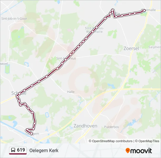 619 Bus Line Map