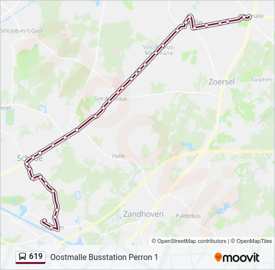 619 Bus Line Map
