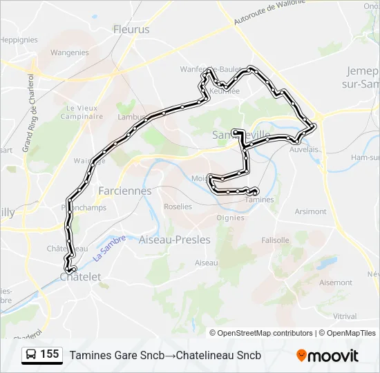 Plan de la ligne 155 de bus