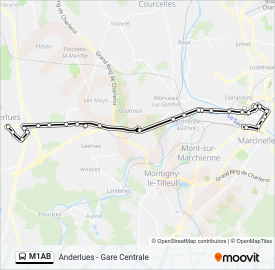 M1AB Bus Line Map