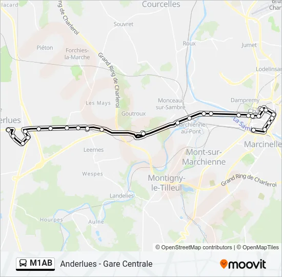 M1AB Bus Line Map