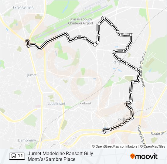 Plan de la ligne 11 de bus