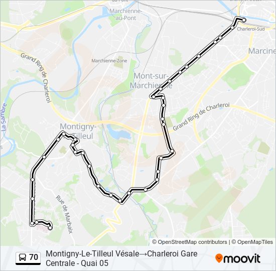 Plan de la ligne 70 de bus