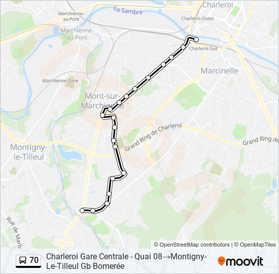 Plan de la ligne 70 de bus