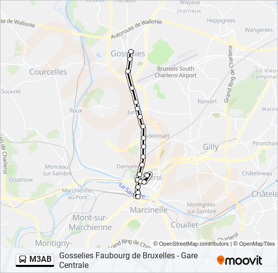 M3AB bus Line Map