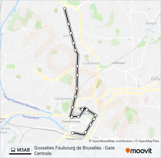 M3AB bus Line Map