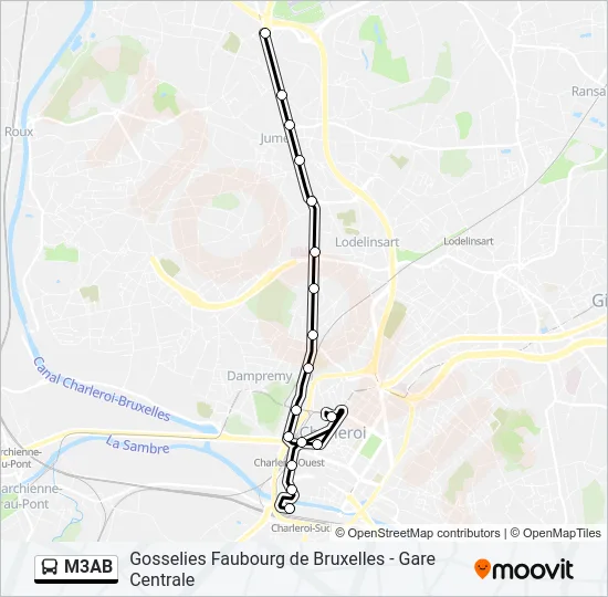 M3AB Bus Line Map