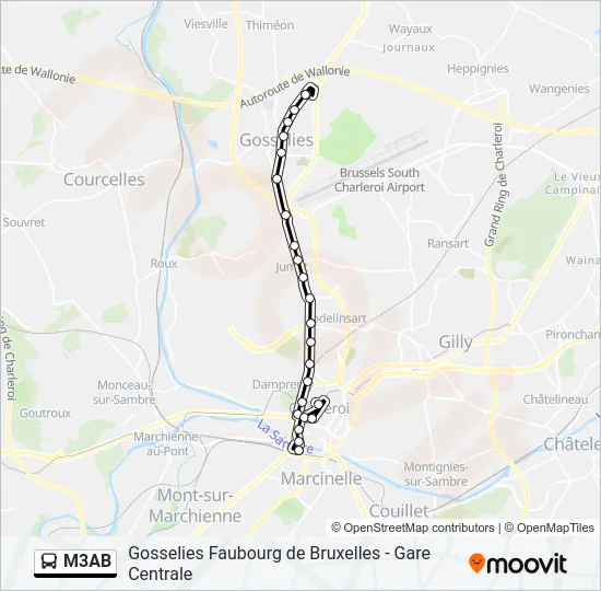M3AB Bus Line Map