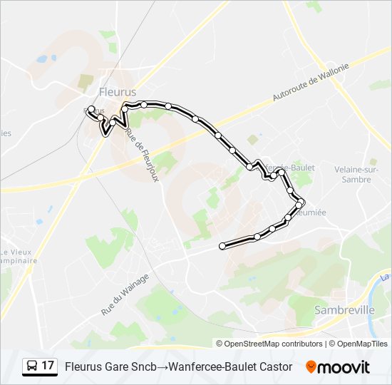 Plan de la ligne 17 de bus