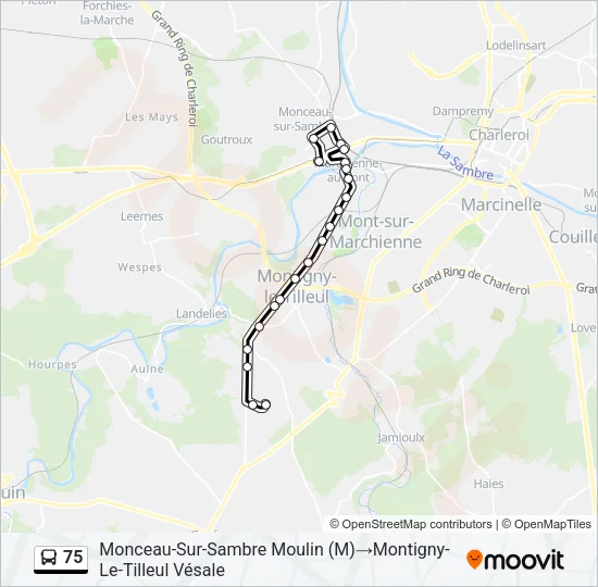 75 Bus Line Map