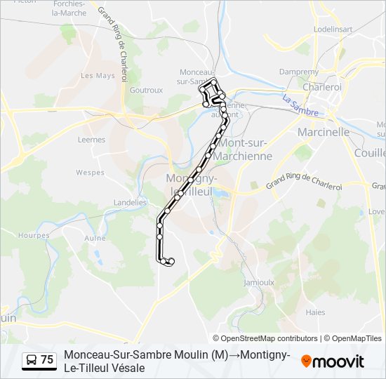 Plan de la ligne 75 de bus