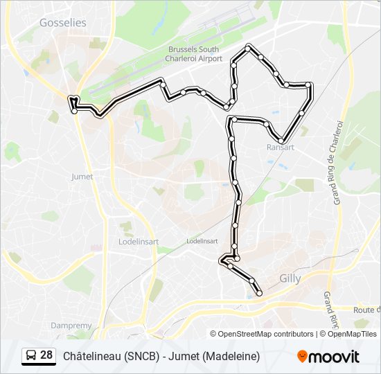 Plan de la ligne 28 de bus