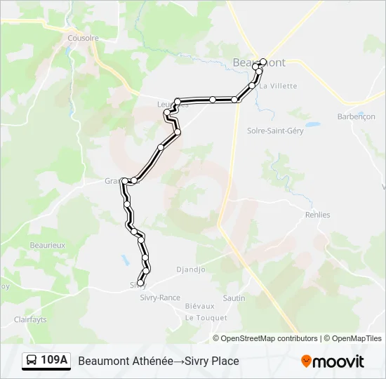 109A Bus Line Map