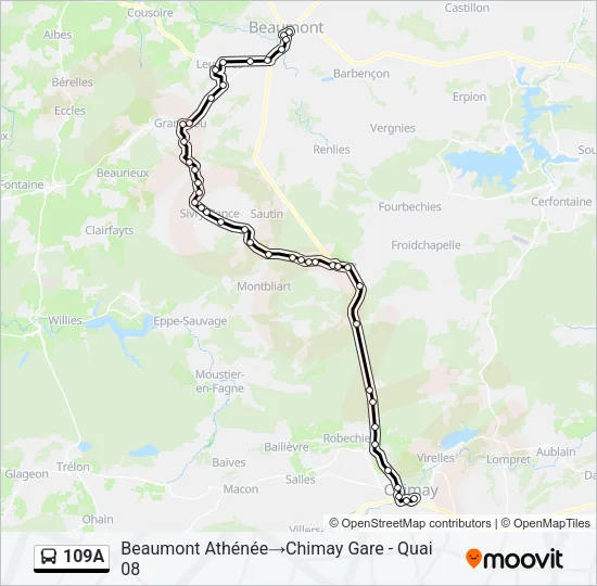 109A Bus Line Map