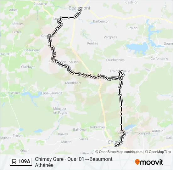 109A Bus Line Map