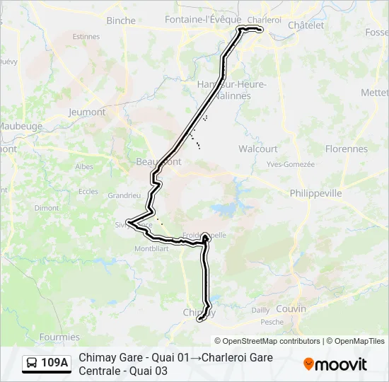 109A Bus Line Map