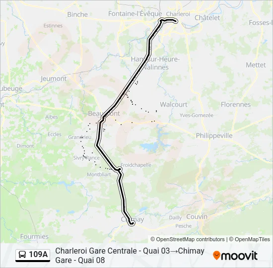 109A Bus Line Map