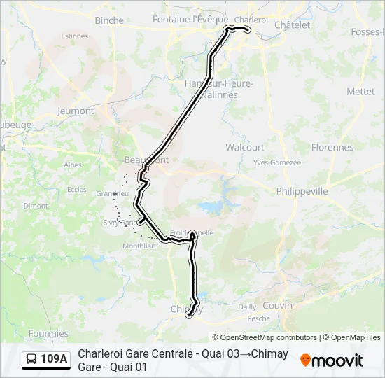 109A Bus Line Map