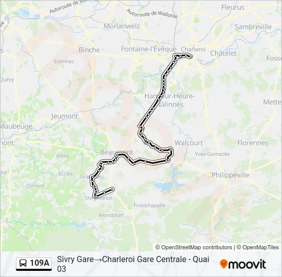 109A Bus Line Map