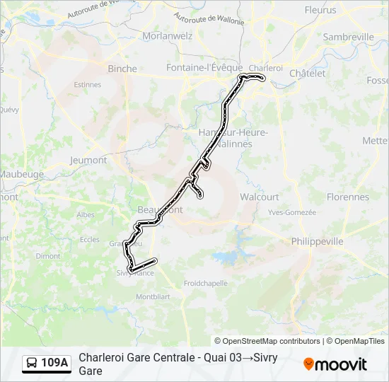 109A Bus Line Map