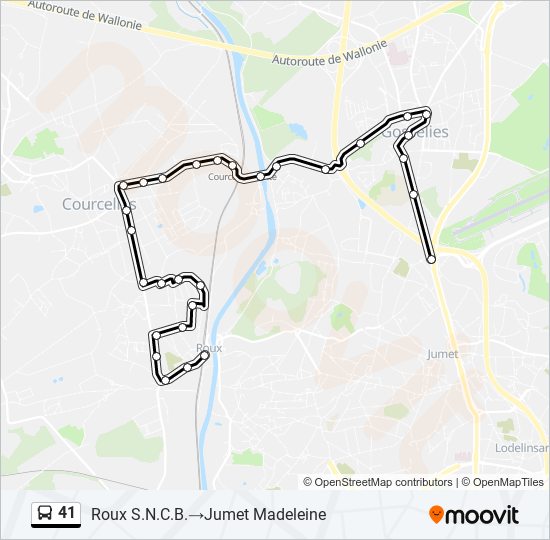 Plan de la ligne 41 de bus