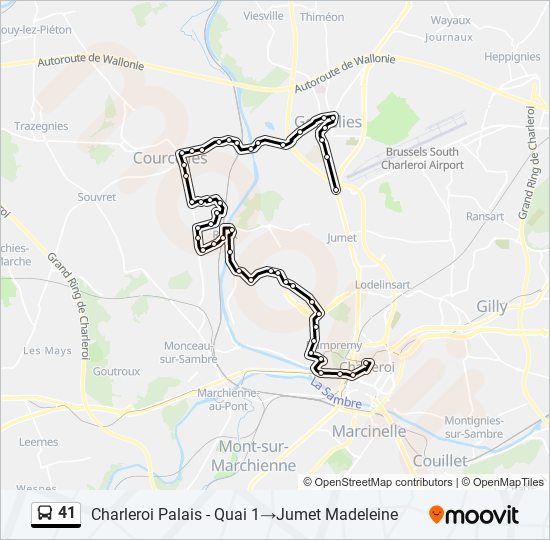 Plan de la ligne 41 de bus