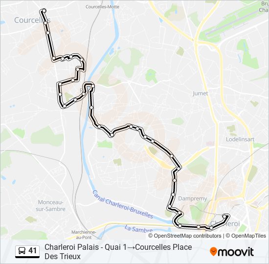 Plan de la ligne 41 de bus