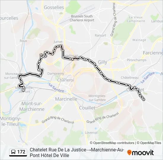 Plan de la ligne 172 de bus