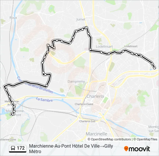 Plan de la ligne 172 de bus