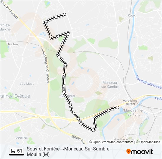 Plan de la ligne 51 de bus