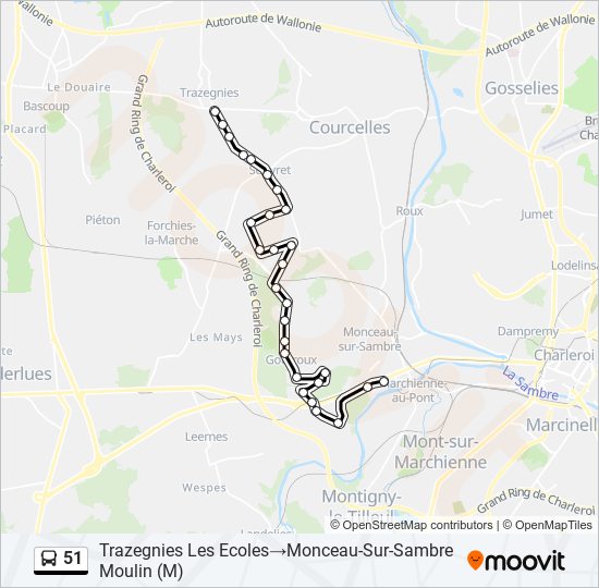 Plan de la ligne 51 de bus