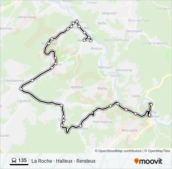135 Bus Line Map