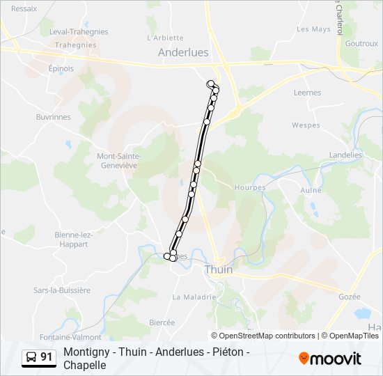 91 bus Line Map