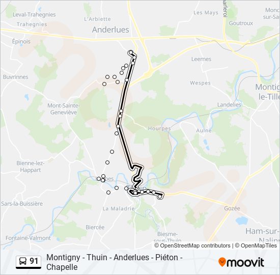 91 bus Line Map