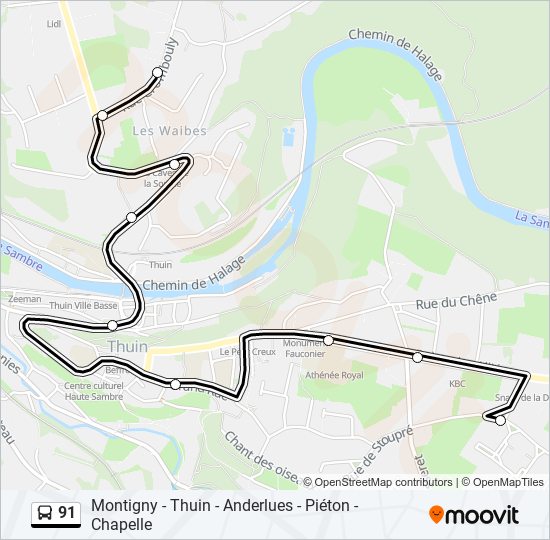 91 bus Line Map