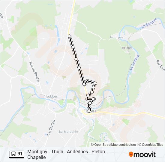 91 bus Line Map