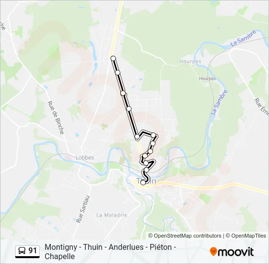 91 Bus Line Map