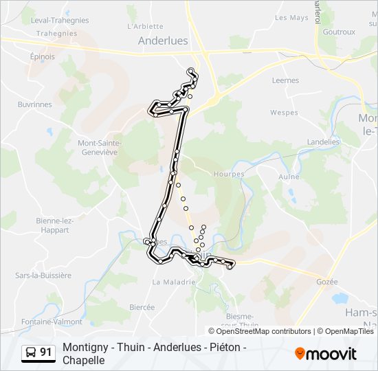 91 bus Line Map