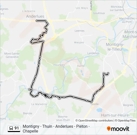 91 Bus Line Map