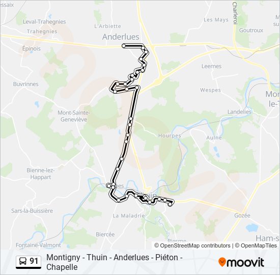 91 bus Line Map