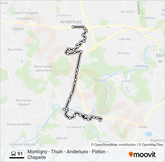91 Bus Line Map