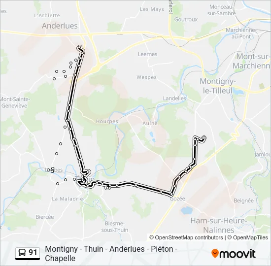 91 Bus Line Map