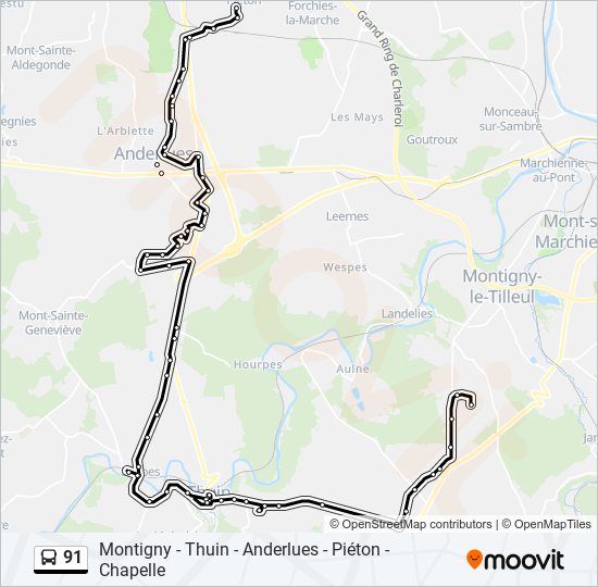 91 bus Line Map